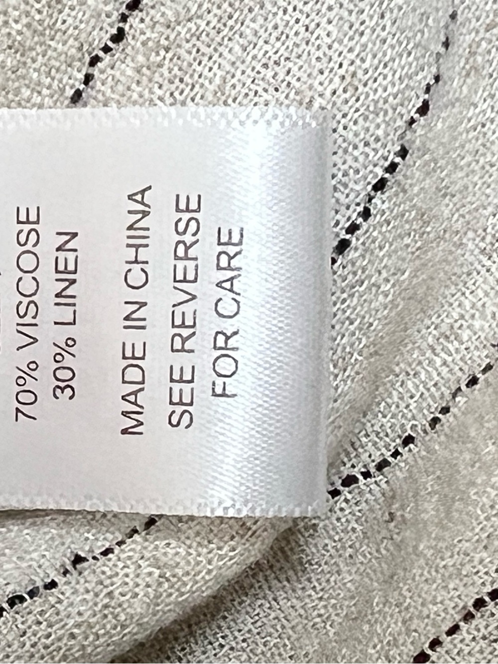 Allie Rose Ivory Gray Striped Linen Blend Button Down Shirt Size Medium - Picture 8 of 9